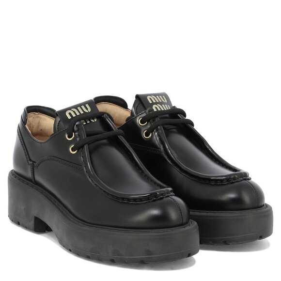 Miu Miu Leather Lace-Up Loafers IT 37 Women - Picture 2 of 5